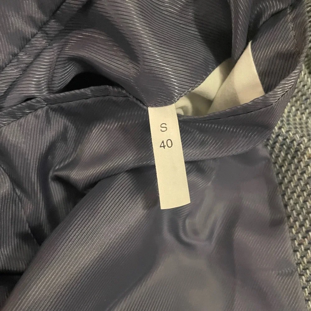 Norm Thompson Silk Wool Blend Blazer SportCoat Jacket Gray Herringbone Size S 40